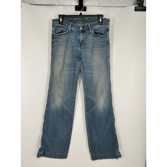 7 For All Mankind Dojo Jeans Flare Bootcut Wide Leg Jeans 32" Low Rise Size 29 - Picture 1 of 11